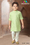 Premium Boys Cotton Kurta Set in Pista | Momento Fashions