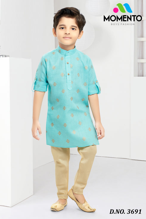 Boys Firozi Kurta in 100% Cotton | Momento Fashions
