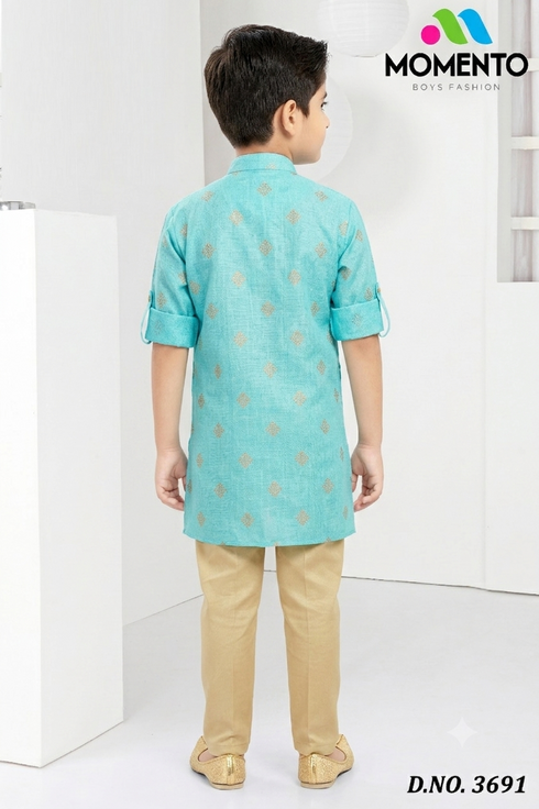 Boys Firozi Kurta in 100% Cotton | Momento Fashions