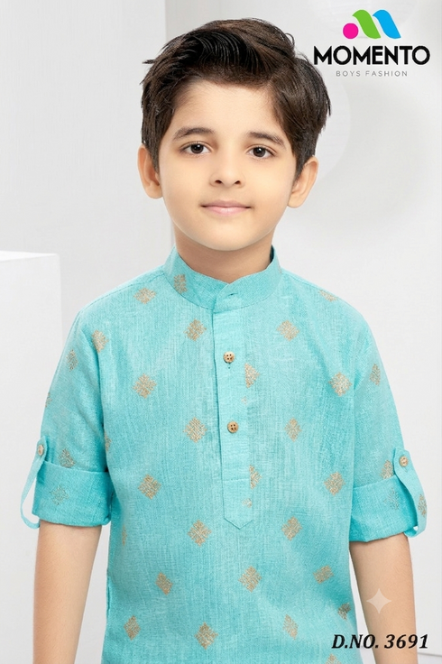 Boys Firozi Kurta in 100% Cotton | Momento Fashions