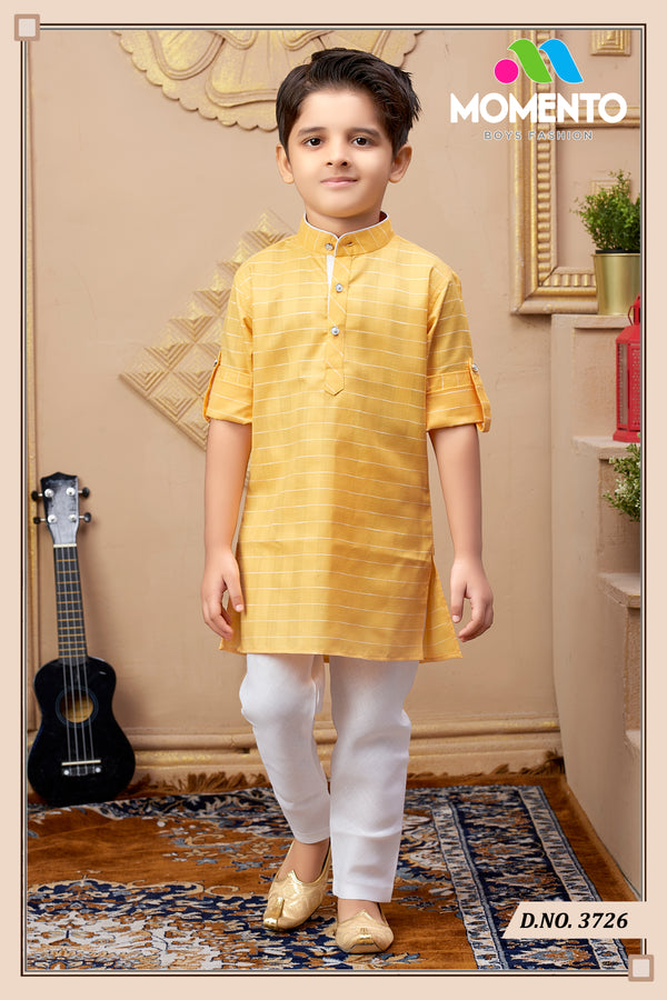 Premium Boys Orange Kurta Set | 100% Cotton | Momento Fashions