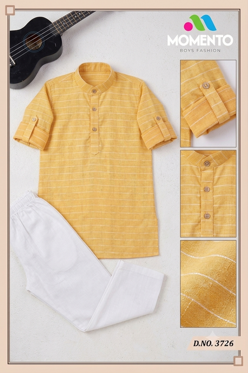 Premium Boys Orange Kurta Set | 100% Cotton | Momento Fashions