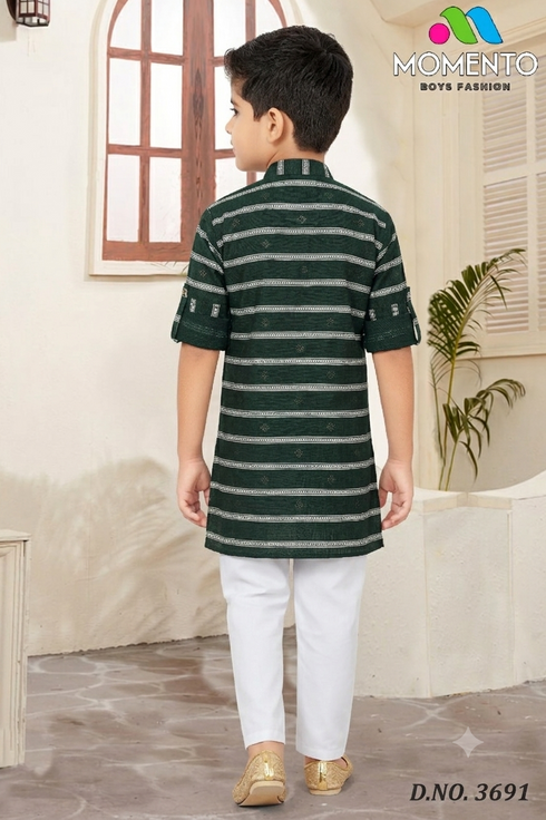 Bottle Green Traditional Kurta for Boys | Momento Fashions