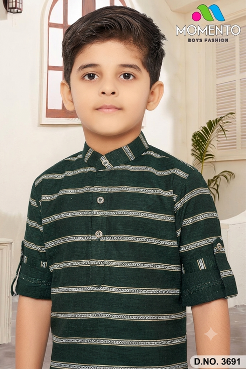 Bottle Green Traditional Kurta for Boys | Momento Fashions