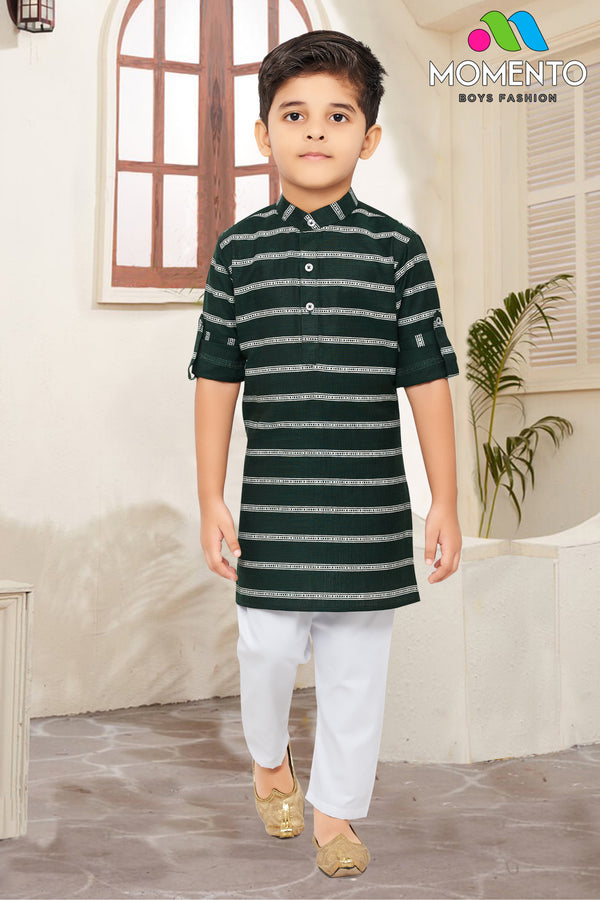 Bottle Green Traditional Kurta for Boys | Momento Fashions