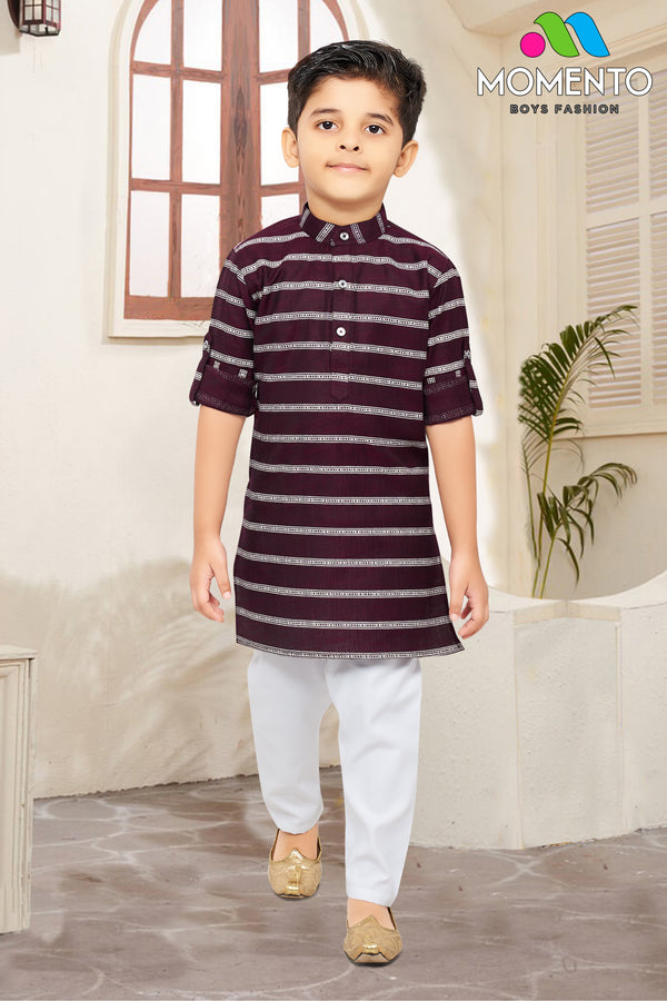 100% Cotton Maroon Kurta for Boys | Festive Wear