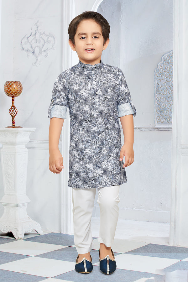 Momento Fashions Boys Abstract Texture Print Cotton Kurta Pajama Set