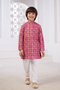 Momento Fashions Boys Pink Printed Cotton Kurta Pajama Set