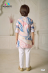 Boys Cotton Kurta Light Pink with Blue Print | Festive Ethnic Wear