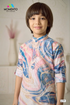 Boys Cotton Kurta Light Pink with Blue Print | Festive Ethnic Wear