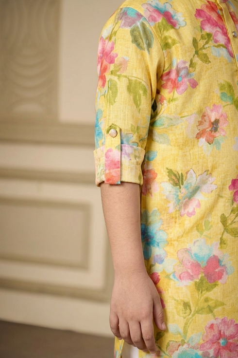 Stylish Yellow Kurta for Boys | 100% Cotton Festive Wear