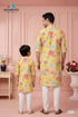 Yellow Father Son Matching Outfit | Floral Kurta for Festivals & Weddings