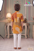 Kids Mustard Yellow Kurta Pyjama Set | Patchwork Print & White Trousers