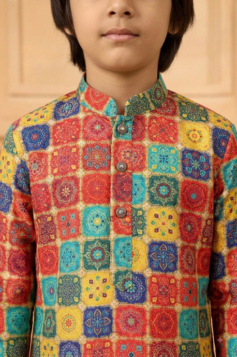 Red Checkered Ethnic Festive Wear | 100% Cotton | Momento Fashions