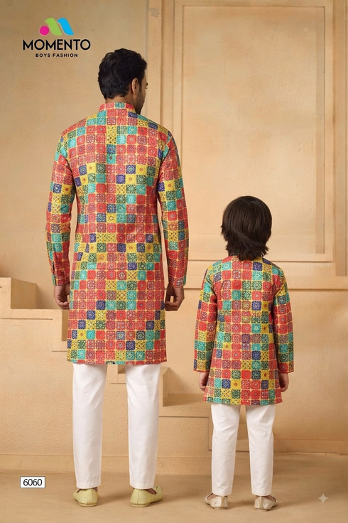 Red Checkered Father Son Combo | 100% Cotton | Momento Fashions