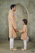 Momento Fashions Father–Son Matching Floral Garden Print Cotton Kurta Set