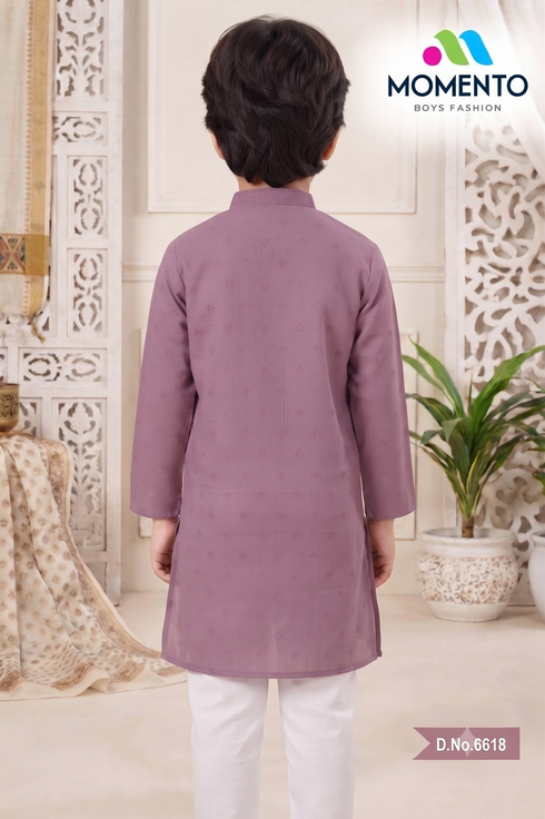 Dusty Lavender Cotton Kurta Pyjama for Kids | Ethnic Festive Wear
