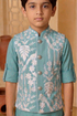 100% Cotton Sea Green Kurta with Jacket | Momento Fashions