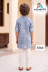 Kids Blue Cotton Kurta Pyjama Set with White Print | Ethnic Wear