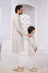 Momento Fashions Father–Son Matching Motif Heritage Print Cotton Kurta Set