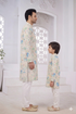 Momento Fashions Father–Son Matching Heritage Elephant Printed Cotton Kurta Set