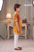 Kids Mustard Yellow Kurta Pyjama Set | Patchwork Print & White Trousers