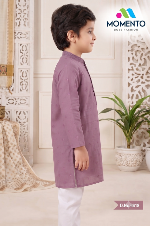 Dusty Lavender Cotton Kurta Pyjama for Kids | Ethnic Festive Wear