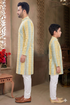 Momento Fashions Father–Son Matching Geometric Printed Cotton Kurta Set