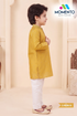 Kids Yellow Cotton Kurta Pyjama Set | Traditional Ethnic Wear