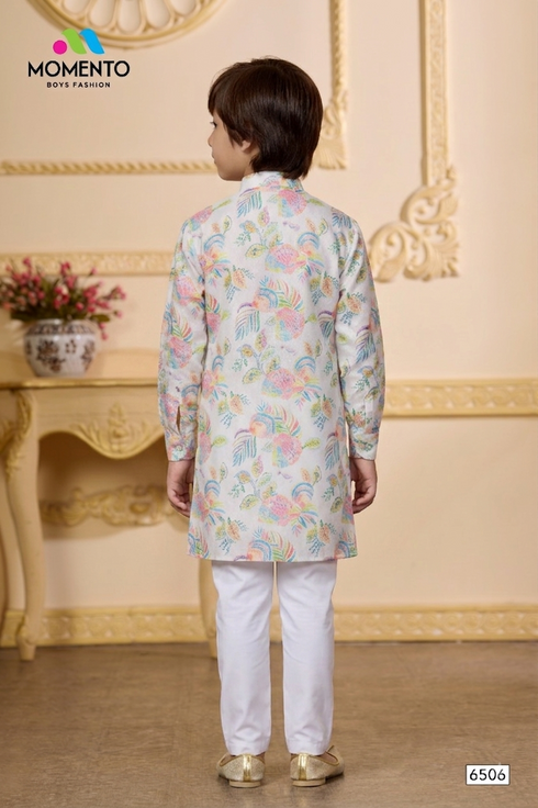 100% Cotton Off White Floral Festive Wear | Momento Fashions