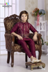Kids Wine Ethnic Kurta Pyjama | Gold & Teal Embroidered Waistcoat