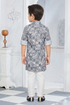 Momento Fashions Boys Abstract Texture Print Cotton Kurta Pajama Set