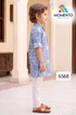 Kids Blue Cotton Kurta Pyjama Set with White Print | Ethnic Wear