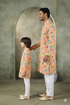 Momento Fashions Father–Son Matching Floral Garden Print Cotton Kurta Set