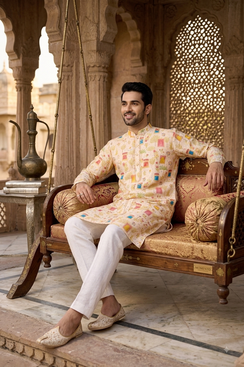 Men's Off White Ethnic Wear | 100% Cotton | Momento Fashions