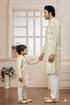 Momento Fashions Father–Son Matching Chevron Printed Cotton Kurta Set