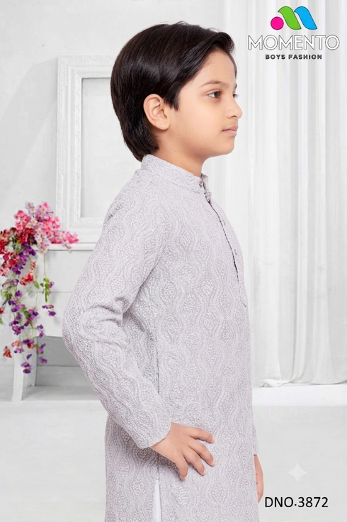 Boys Traditional Grey Cotton Kurta – Momento Fashion