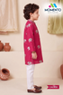 Kids Dark Pink Kurta Pyjama Set | Cotton Ethnic Wear with Silver Details