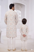 Momento Fashions Father–Son Matching Motif Heritage Print Cotton Kurta Set