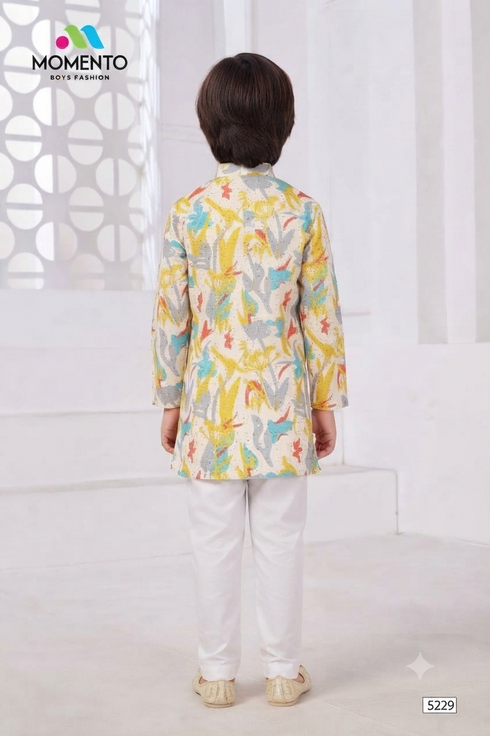 Kids Multicolor Printed Cotton Kurta Pajama Set | Momento Fashions