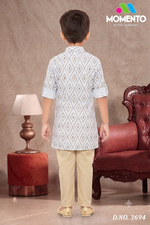 Boys White Ethnic Kurta | Comfortable Cotton Traditional Wear