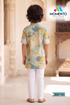 Kids Cotton Kurta Pyjama Set for Boys | Leaf Printed Ethnic Wear