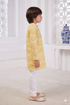 Momento Fashions Boys Yellow Printed Cotton Kurta Pajama Set