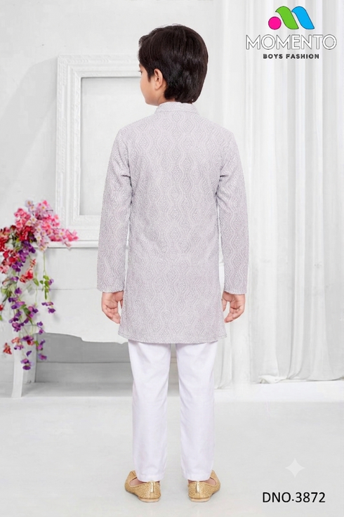 Boys Traditional Grey Cotton Kurta – Momento Fashion