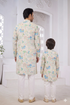 Momento Fashions Father–Son Matching Heritage Elephant Printed Cotton Kurta Set