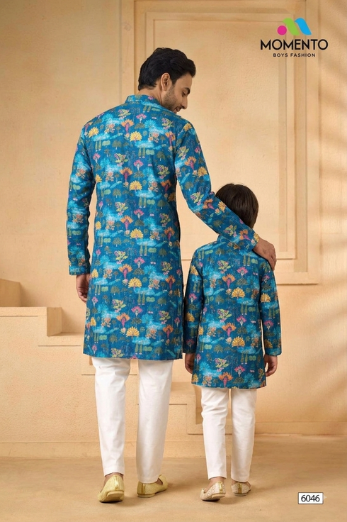 Momento Fashions Father Son Kurta Set | Dark Blue Cotton Ethnic Wear