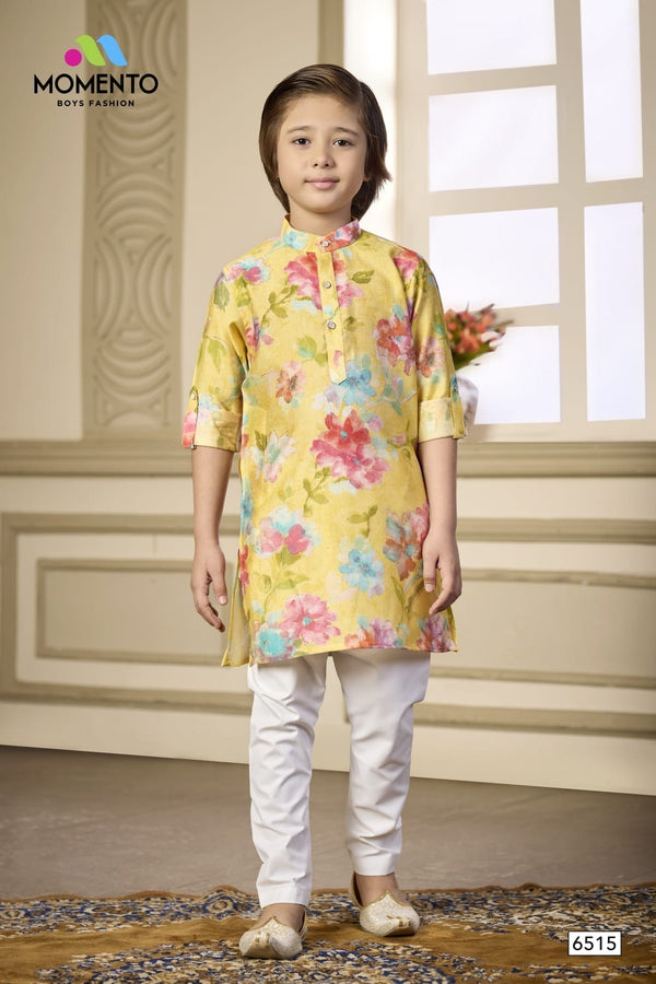 Stylish Yellow Kurta for Boys | 100% Cotton Festive Wear