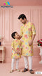 Yellow Father Son Matching Outfit | Floral Kurta for Festivals & Weddings