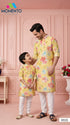 Yellow Father Son Matching Outfit | Floral Kurta for Festivals & Weddings