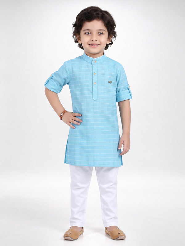 Boys Sky Blue Ethnic Kurta Pyajama | 100% Cotton Festive Wear